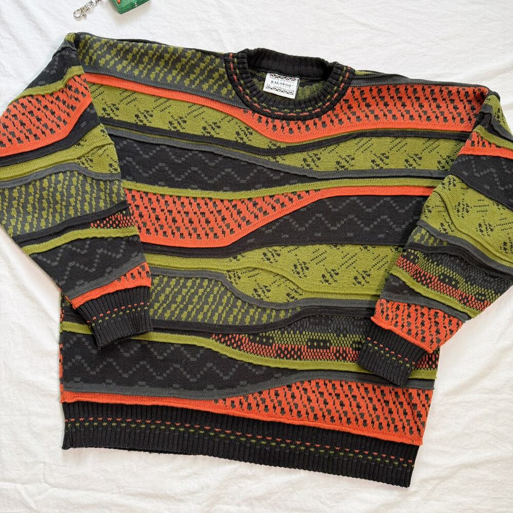 Vintage 3D Knit Sweater Kalaroo Coogi Style Australia - M